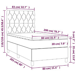 vidaXL Sommier à lattes de lit avec matelas Crème 80x200 cm Tissu pas cher