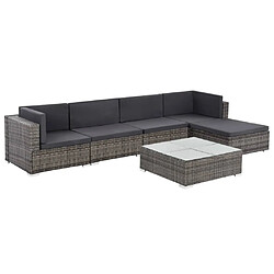 Maison Chic Salon de jardin 6 pcs + coussins - Mobilier/Meubles de jardin - Table et chaises d'extérieur Résine tressée Gris -MN47614