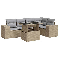 vidaXL Salon de jardin avec coussins 6 pcs beige résine tressée