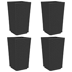 vidaXL Jardinières 4 pcs noir 32,5x32,5x57 cm polypropylène