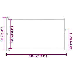 vidaXL Auvent latéral rétractable de patio 160 x 300 cm Gris pas cher