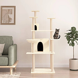 vidaXL Arbre à chat avec griffoirs en sisal Crème 166 cm