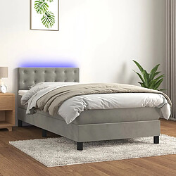 Maison Chic Lit adulte- Lit + matelas,Sommier à lattes de lit avec matelas et LED Gris clair 90x200cm -GKD76752