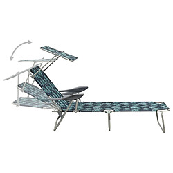 Acheter Helloshop26 Transat chaise longue bain de soleil lit de jardin terrasse meuble d'extérieur avec auvent acier motif de feuilles 02_0012266