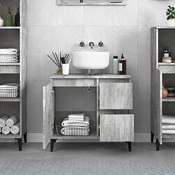 Avis Maison Chic Armoire de salle de bain,Meuble de rangement,Meuble haut gris béton 65x33x60 cm -GKD334444