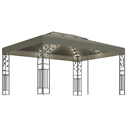 Maison Chic Tonnelle | Pergola avec double toit et lumières LED 3x4 m Taupe -GKD28117