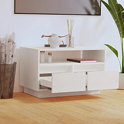 Avis Maison Chic Meuble TV scandinave - Banc TV pour salon Blanc 60x35x37 cm Bois de pin massif -MN65593