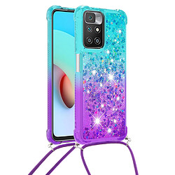 Coque en TPU pailleté avec sangle bleu ciel/violet pour votre Xiaomi Redmi 10/Redmi 10 Prime