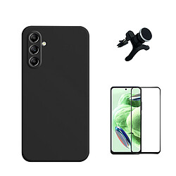 Kit Film Verre Trempé de la Étui Complète 5D + Étui Silicone Liquide + SuppOrt Magnétique Renforcé Phonecare pour Samsung Galaxy S23 FE - Noir