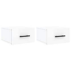 Maison Chic Lot de 2 Tables de Chevet murales - Tables de Nuit blanc brillant 35x35x20 cm