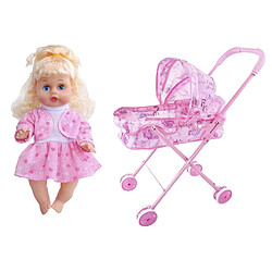 Baby Doll Poussette Toy Simulation Doll Gift Pretend Game With Music Age 3+ C