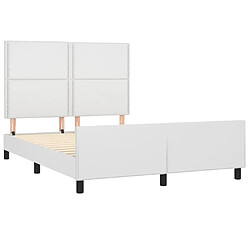 Acheter Maison Chic Cadre/structure de lit avec tête de lit pour adulte - Lit Moderne Chambre Blanc 140x190 cm Similicuir -MN52522