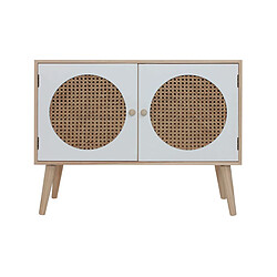 Mobili Rebecca Meuble TV Bas Buffet Polyvalent Avec 2 Portes En Bois Blanc Marron