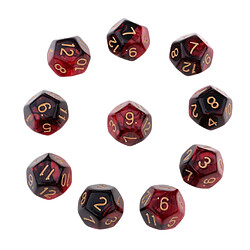 Polyéthylène dés multi-faces dés D12 pour D u0026 D Table de jeu TRPG rouge + noir