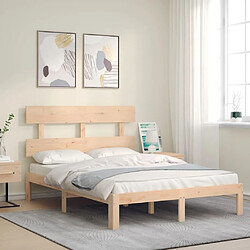 Avis Maison Chic Cadre/structure de lit avec tête de lit pour adulte - Lit Moderne Chambre 120x200 cm bois massif -MN36875