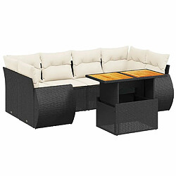 Maison Chic Ensemble Tables et chaises d'extérieur 7pcs avec coussins,Salon de jardin noir résine tressée -GKD335794