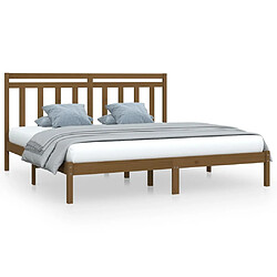 vidaXL Cadre de lit sans matelas marron miel 200x200 cm bois massif