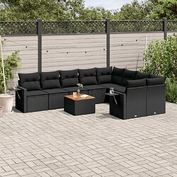 Maison Chic Salon de jardin 10 pcs avec coussins | Ensemble de Table et chaises | Mobilier d'Extérieur noir résine tressée -GKD42511