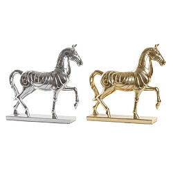 Figurine Décorative DKD Home Decor Cheval Argenté Doré Résine (34 x 9,5 x 33,5 cm) (2 Unités)