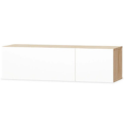 Helloshop26 Meuble télé buffet tv télévision design pratique 2 pcs aggloméré 120 cm chêne et blanc brillant 2502081/2