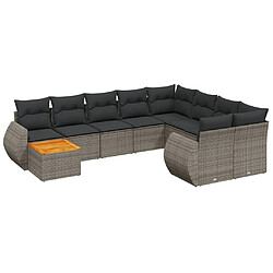 Maison Chic Salon de jardin avec coussins 10 pcs, Ensemble Tables et chaises de jardin, gris résine tressée -GKD809278