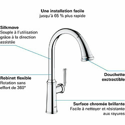 GROHE - Mitigeur évier cuisine avec douchette - Chromé pas cher