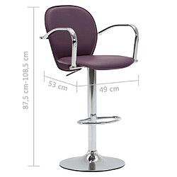 vidaXL Tabourets de bar avec accoudoir lot de 2 violet similicuir pas cher