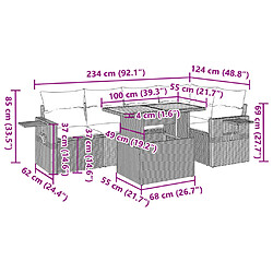 vidaXL Salon de jardin 6 pcs avec coussins noir résine tressée pas cher