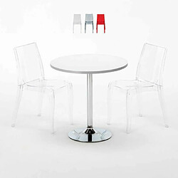 Grand Soleil Table carré et ronde avec 2 Chaises colo