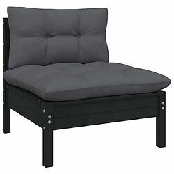 Maison Chic Salon de jardin 10 pcs + coussins - Mobilier/Meubles de jardin - Table et chaises d'extérieur Noir Bois de pin solide -MN47200 pas cher