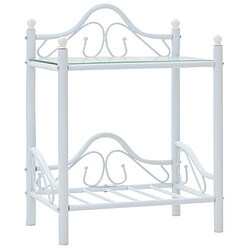 Maison Chic Table de chevet,Table de nuit,Table d'appoint pour salon Acier et verre trempé 45 x 30,5 x 60 cm Blanc -MN26237