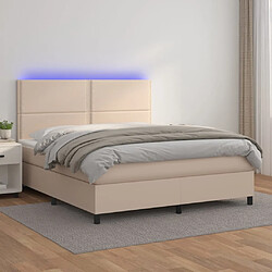 vidaXL Sommier à lattes de lit avec matelas LED Cappuccino 140x190 cm