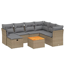 Maison Chic Ensemble à manger d'extérieur 8 pcs avec coussins,Salon de jardin,Mobilier de jardin mélange beige résine tressée -GKD505543