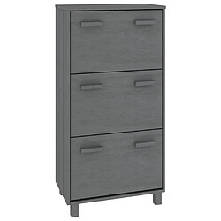 vidaXL Armoire à chaussures HAMAR Gris foncé 59,5x35x117 cm Pin massif