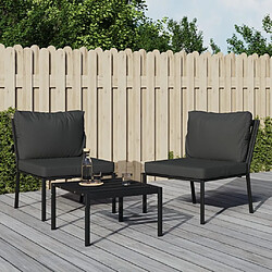 Maison Chic Lot de 2 Chaises de jardin,Fauteuil d'extérieur avec coussins gris 60x74x79 cm acier -MN80165