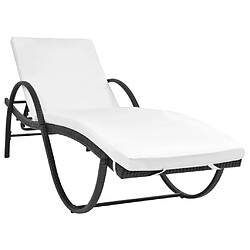 Maison Chic Chaise longue avec coussin | Bain de soleil Relax | Transat et table Résine tressée Noir -GKD45313