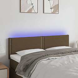 Maison Chic Tête de lit scandinave à LED,meuble de chambre Marron Foncé 144x5x78/88 cm Tissu -MN10565