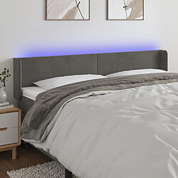 Maison Chic Tête de lit scandinave à LED,meuble de chambre Gris foncé 163x16x78/88 cm Velours -MN36334