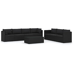 vidaXL Salon de jardin 8 pcs avec coussins résine tressée noir