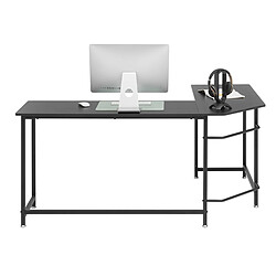 Pegane Bureau d'angle, table de bureau coloris noir - Longueur 168 x Hauteur 76 x Profondeur 129 cm