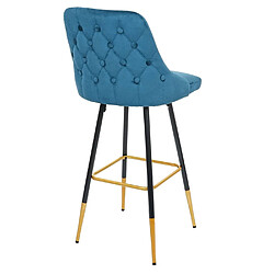 Acheter Mendler 2x tabouret de bar HWC-E70, chaise de bar/comptoir, design rétro, velours, haubans/pieds dorés ~ pétrole