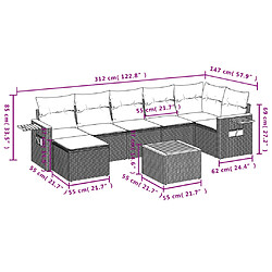 vidaXL Salon de jardin avec coussins 8 pcs beige résine tressée pas cher