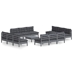 Maison Chic Salon de jardin 13 pcs avec coussins, Ensemble Tables et chaises d'extérieur anthracite bois de pin -GKD516525