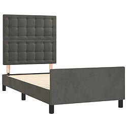 Acheter Maison Chic Lit adulte - Cadre Structure de lit avec tête de lit Contemporain Gris foncé 100x200 cm Velours -MN76813