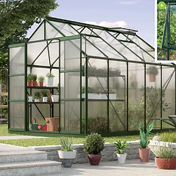 Vitavia Serre de jardin en polycarbonate 4 mm et aluminium vert emeraude avec embase Jupiter Longueur de 321 cm.