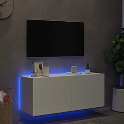 Avis vidaXL Meuble TV mural avec lumières LED blanc 100x35x41 cm