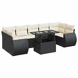 vidaXL Salon de jardin 8 pcs avec coussins noir résine tressée