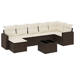 vidaXL Salon de jardin 8 pcs avec coussins marron résine tressée