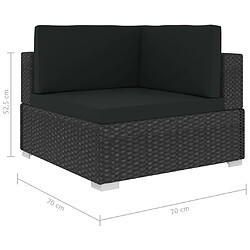 vidaXL Salon de jardin 6 pcs avec coussins résine tressée noir pas cher