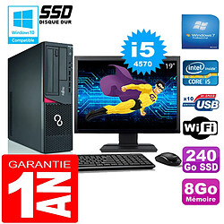 PC Fujitsu Esprimo E720 E85+ SFF I5-4570 8Go Disque 240Go SSD Wifi W7 Ecran 19" - Occasion